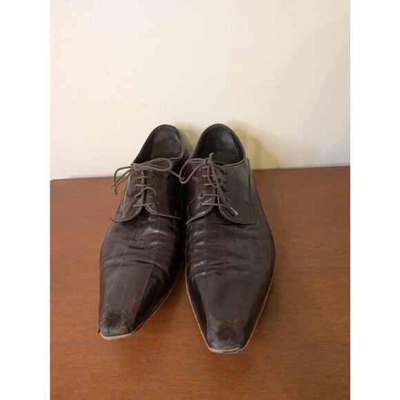 Dolce & Gabbana Italy Oxford Men\'s Shoes Brown Leather Pointed Toe Size 9 main image 4